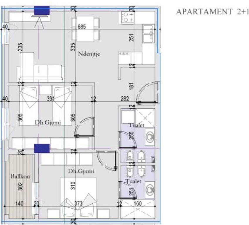 SHITET APARTAMENT 2+1 RRUGA 29 NENTORI 122.360 EURO
