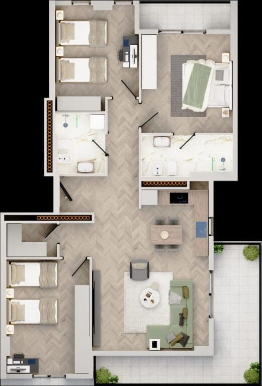 Shitet apartament 3+1 te Univers City me cmim okazion 1050 euro/m².