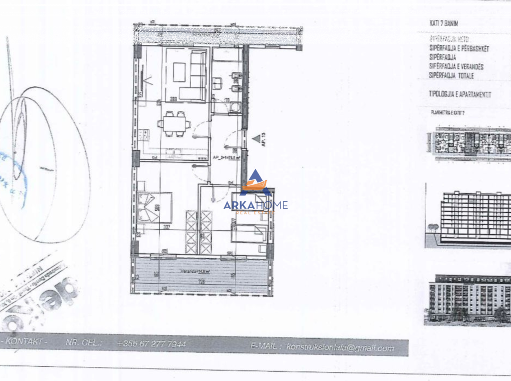 SHITET APARTAMENT 2+1+BALLKON "RRUGA ALEKSANDRIA,KAMEZ" 79.376 EURO