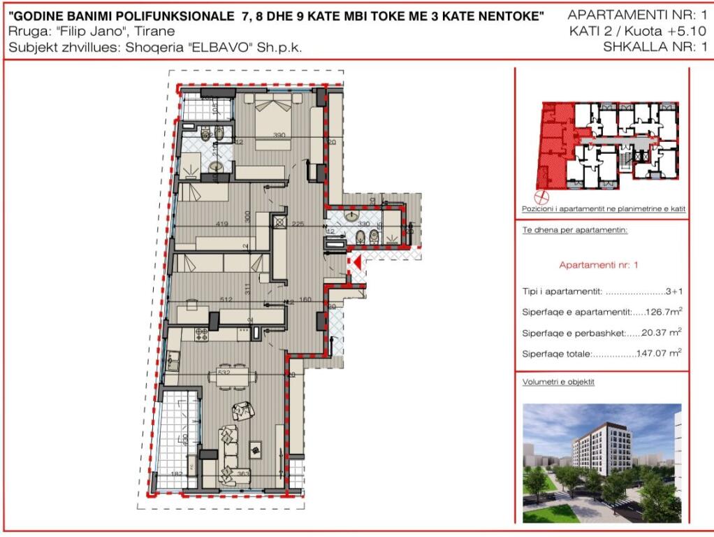 Shitet apartament 3+1 në Bulevardin e Ri