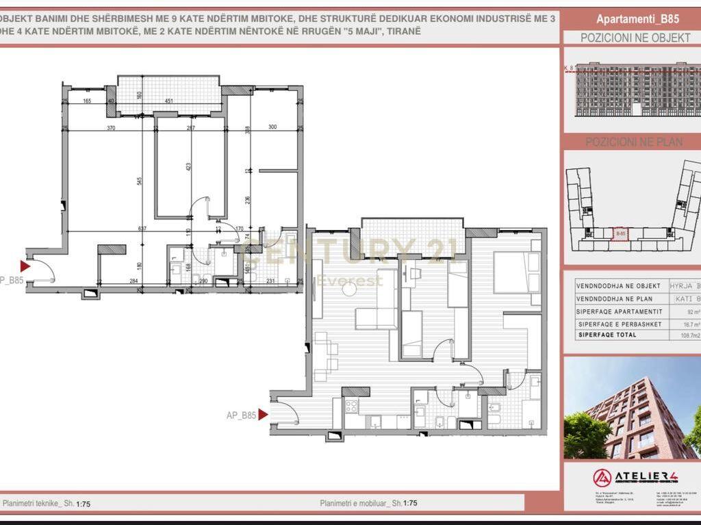 Shitet apartament 2+1+2 në zonën “5 Maji”, Tiranë.
