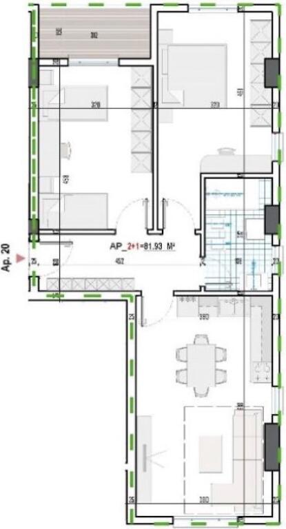 KAMEZ APARTAMENTE 2+1 750 euro/m2!