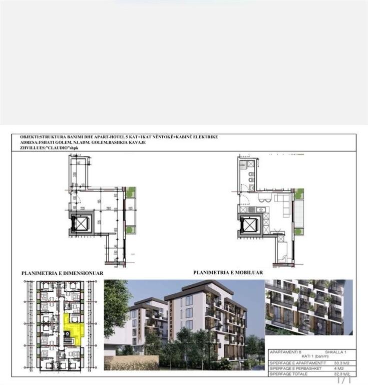 🏡 Shitet Apartament 1+1 – 33.3 m² (37.3 m² total) – Golem,