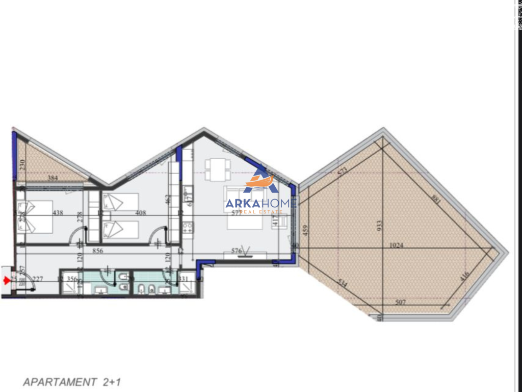 SHITET APARTAMENT 2+1+VERANDE "RRUGA DRITAN HOXHA" 265480 EURO
