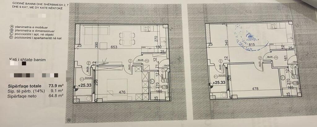 Shitet apartament 1+1 prane QSUT ne rrugen e Dibres, Tirane ID (41111190)