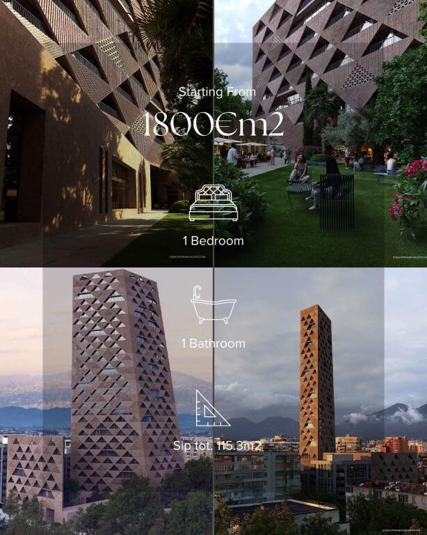 shitet apartament 1+1 te tirana tower