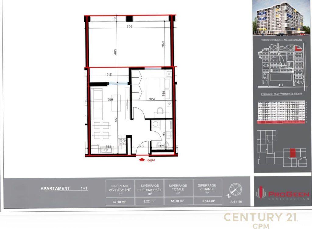 Apartament 1+1 në Qendra Tregtare QTU, Tiranë – Në Shitje – 80,000€ | 83.68 m²
