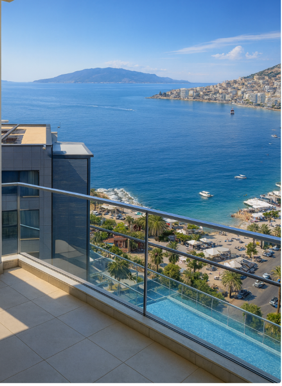 🌊 Appartamento con Vista su Corfù – Saranda | Prima Linea sul Mare | Centro di Saranda🇬🇷🇦🇱