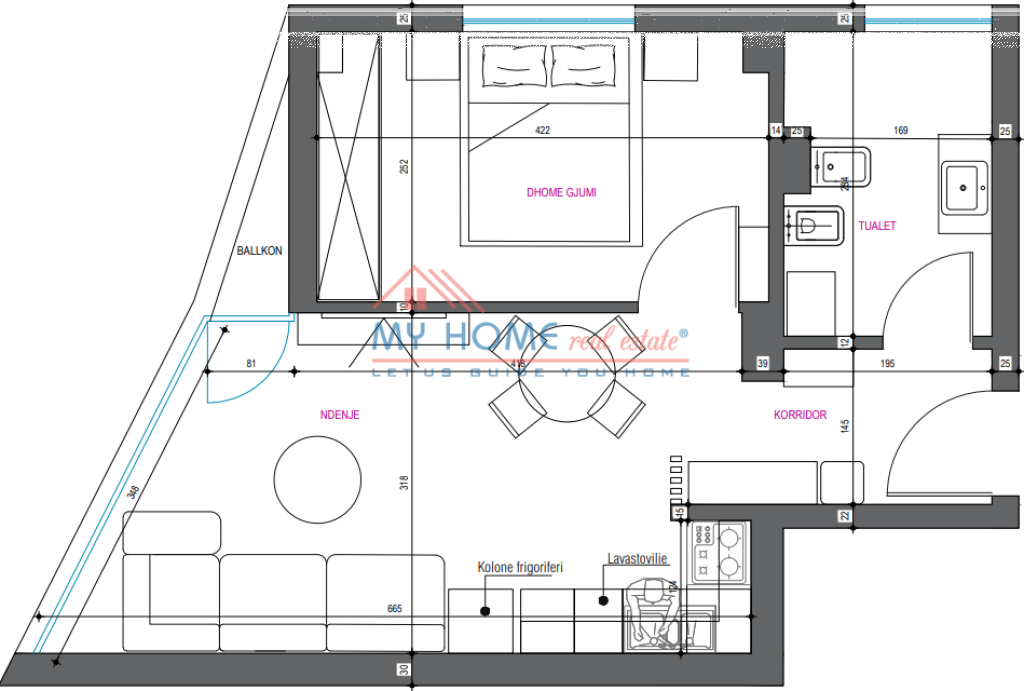 Apartment 1+1 for sale in Brryli in Tirana