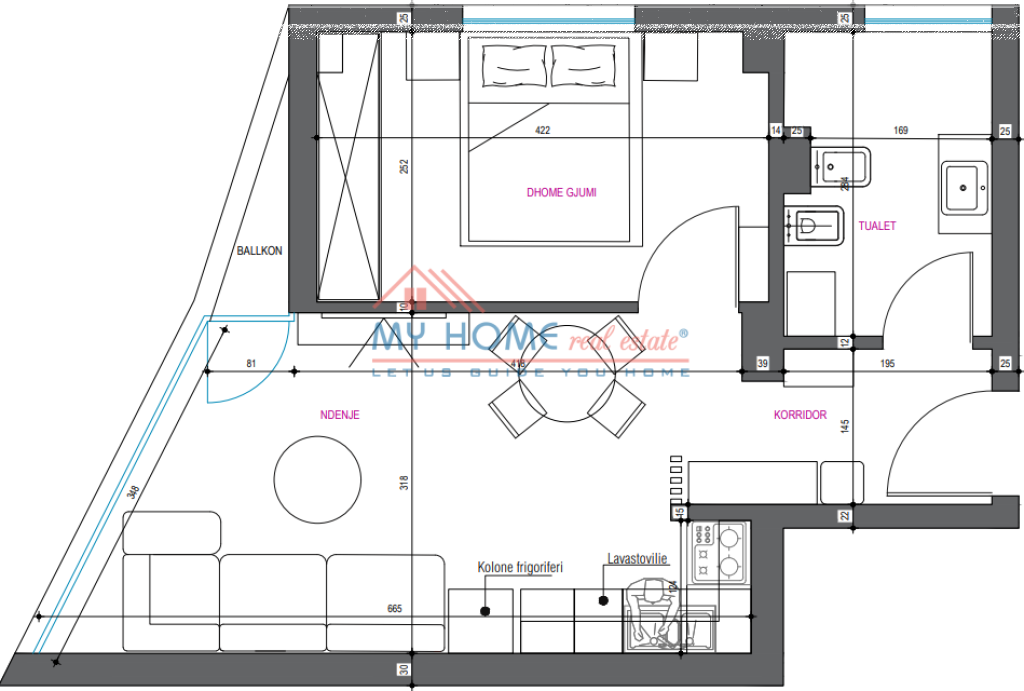 Apartment 1+1 for sale in Brryli in Tirana