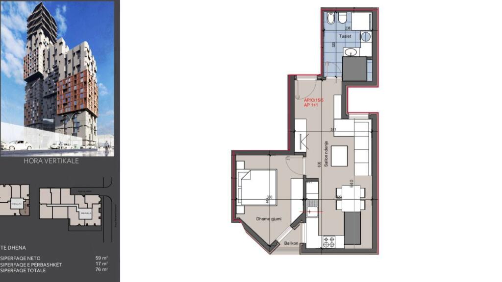 Apartament 1+1 per shitje