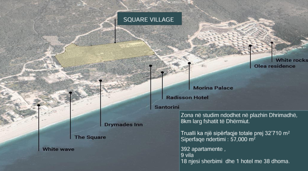 Appartamento 2+1+2 con Cortile Privato in Vendita – Square Village, Santorini 2 | Riviera Albanese!