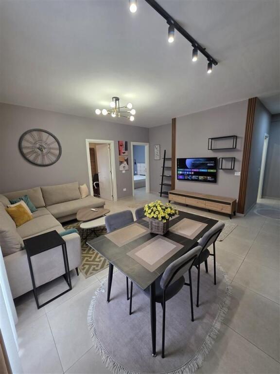 A few minutes away from Kodra e Diellit1 Residence, an apartment is for rent, 2+1+2+veranda, furnished. 900 EURO