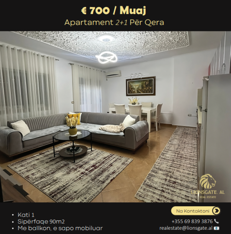 🏡 APARTAMENT 2+1 ME QIRA – DON BOSKO