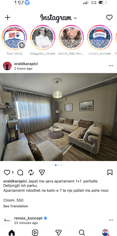 Apartament me qera 1+1 te ish Parku