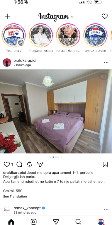 Apartament me qera 1+1 te ish Parku