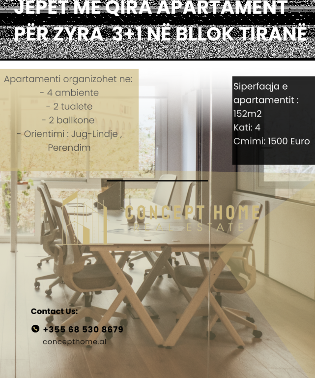Jepet me qera apartament 3+1+2 ne Bllok ( Rruga Pjeter Bogdani )