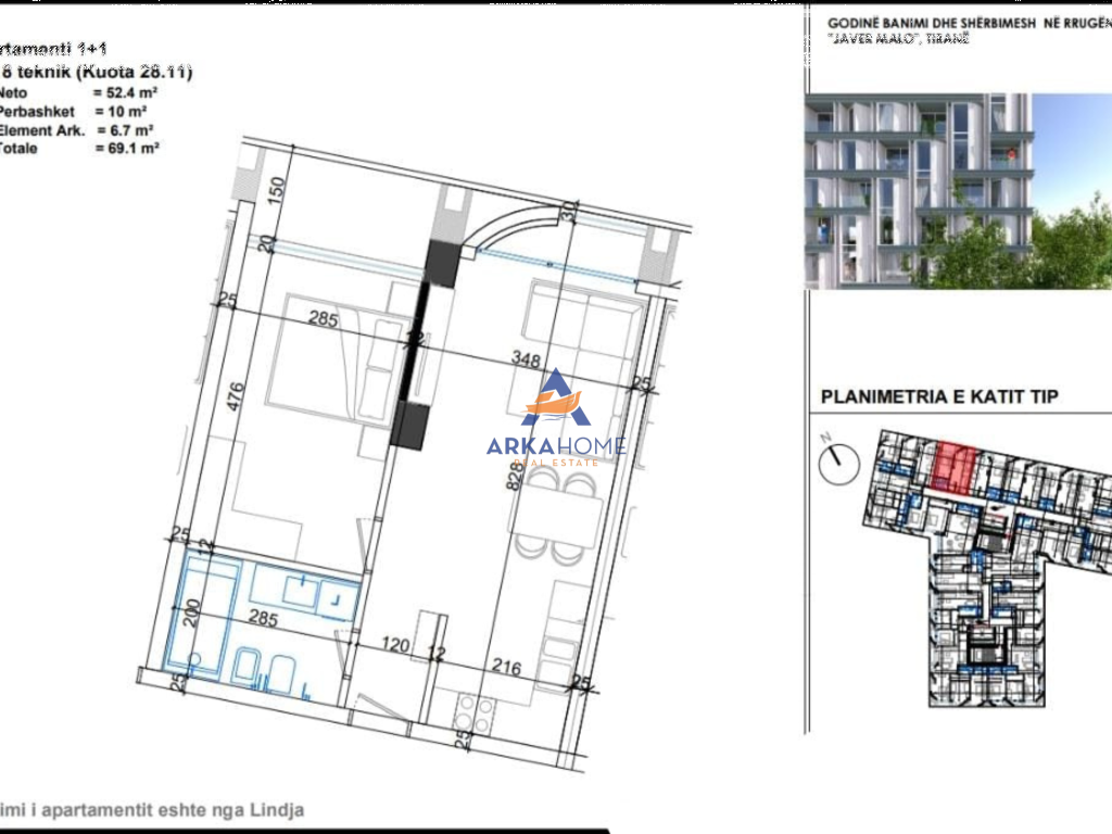 SHITET APARTAMENT 1+1+BALLKON "RRUGA JAVER MALO, ISH PARKU" 138.200 EURO