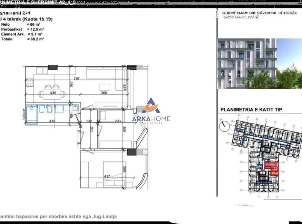SHITET APARTAMENT 2+1+BALLKON "RRUGA JAVER MALO, ISH PARKU" 176.400 EURO