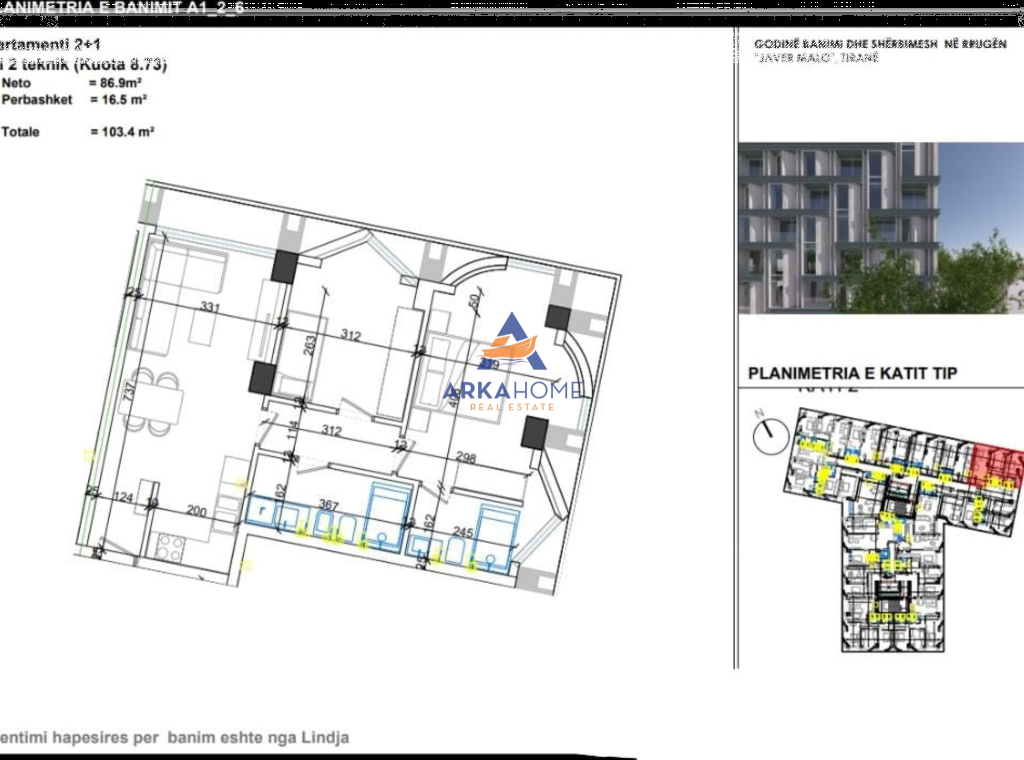 SHITET APARTAMENT 2+1+BALLKON "RRUGA JAVER MALO, ISH PARKU" 206.800 EURO