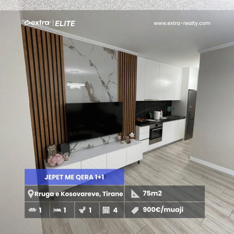 Jepet me Qera Apartament 1+1 Rruga e Kosovareve