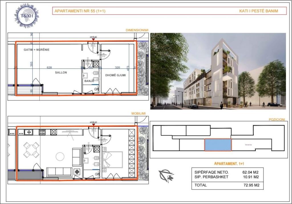 APARTAMENT 1+1 NE SHITJE, KOMPLEKSI ILUMINAR!!!