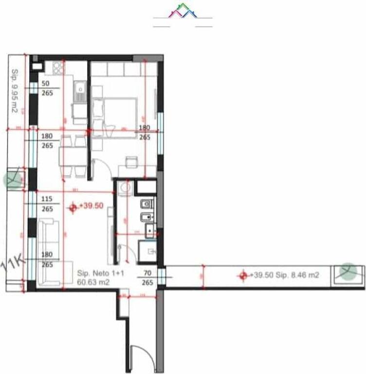 Appartamento in Vendita 1+1 Vicino al Campo di Aviazione (ID B110509) Tirana