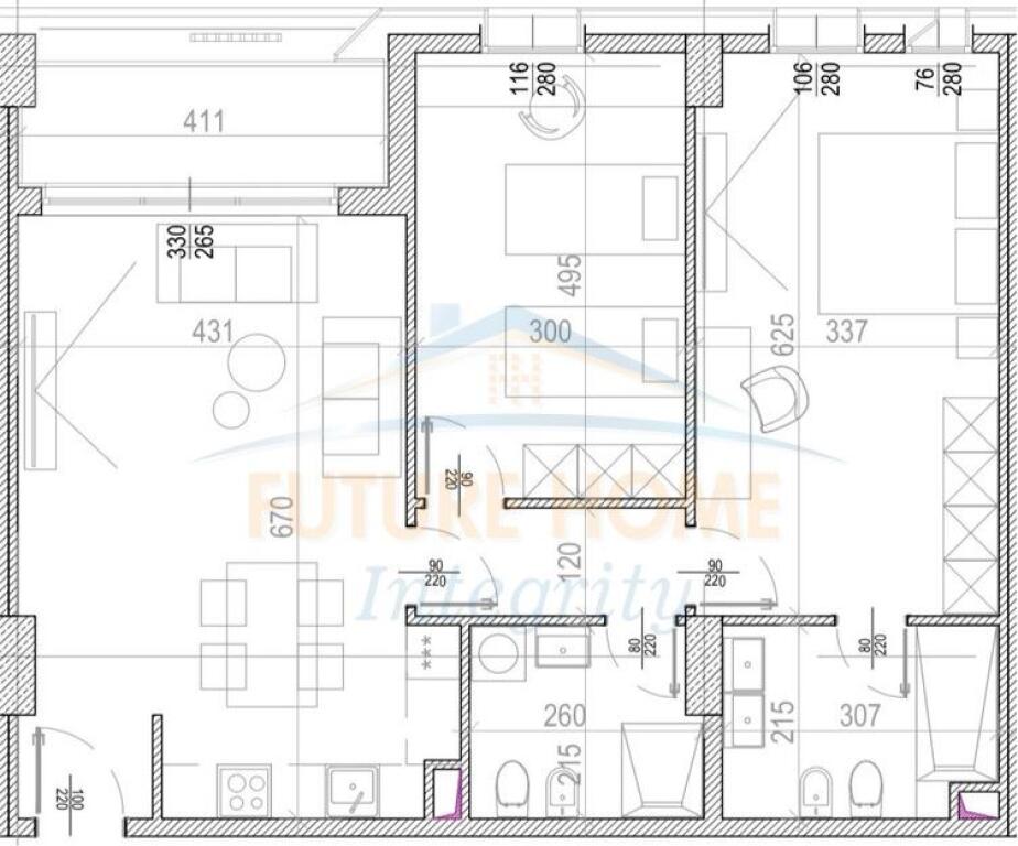 Shitet, Apartament 2+1+2, Riverside Residence, Tiranë.