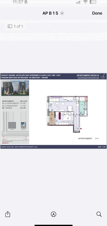 Vendesi in vendita 1+1 presso l'ex Dogana Tirana Ingresso 3
