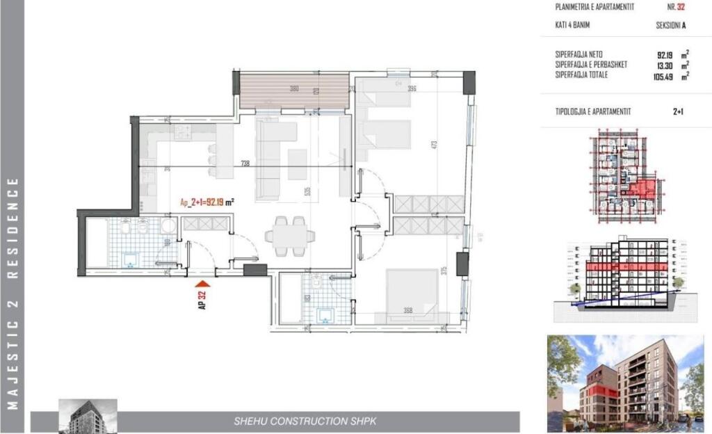 Shitet 2+1,ne paskuqan ,ne faze karabinaje,cmimi 98000 euro