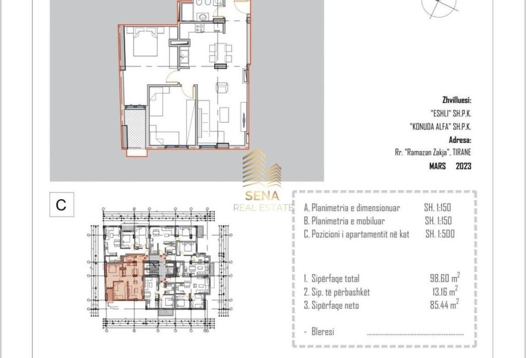Shitet, Apartament 2+1+blk,Brryli ,190,000 Euro