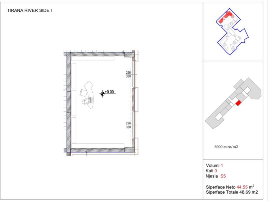 SHOP FOR SALE 48 M2 KAVAJES STREET 292,000 EURO