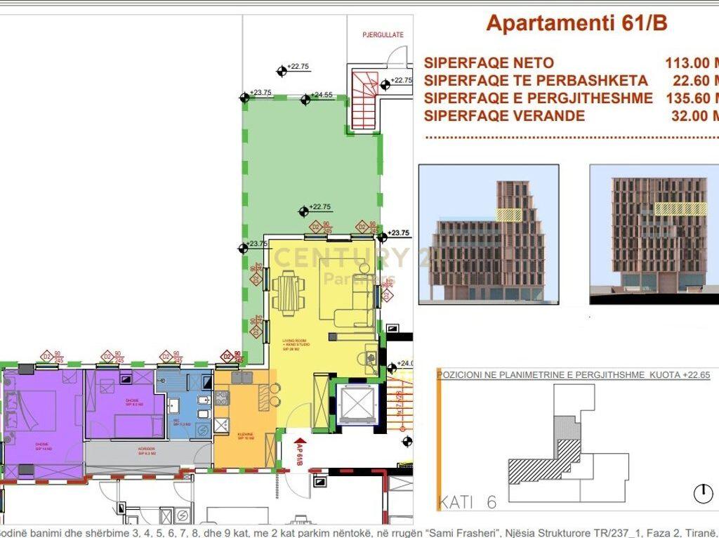 Apartament 2+1 per shitje ne zonen e Bllokut