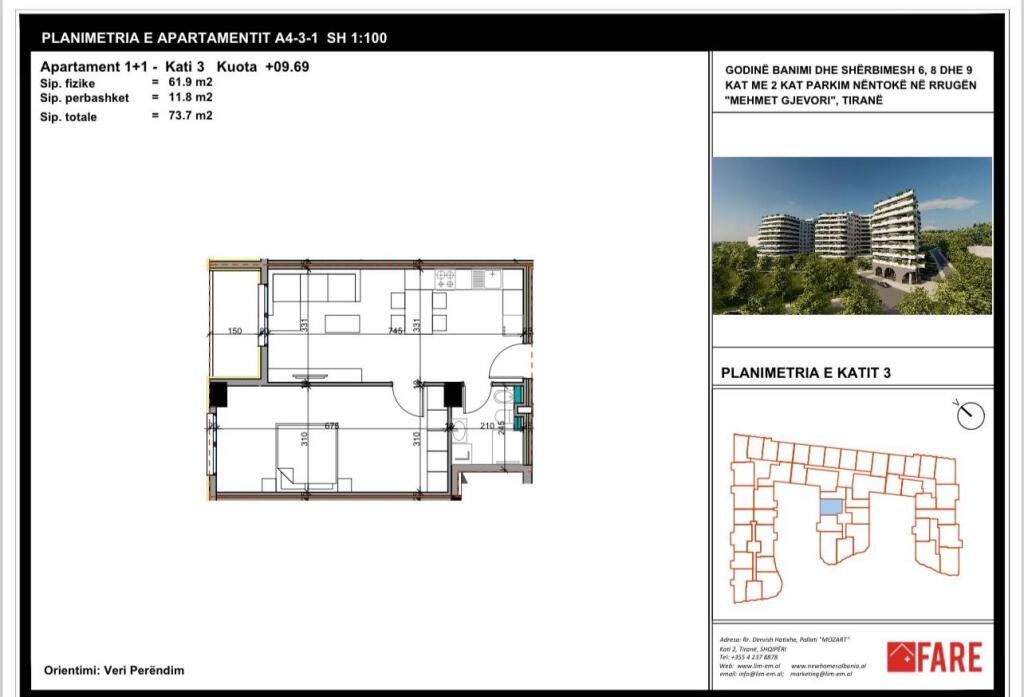 Apartament 1+1 në shitje