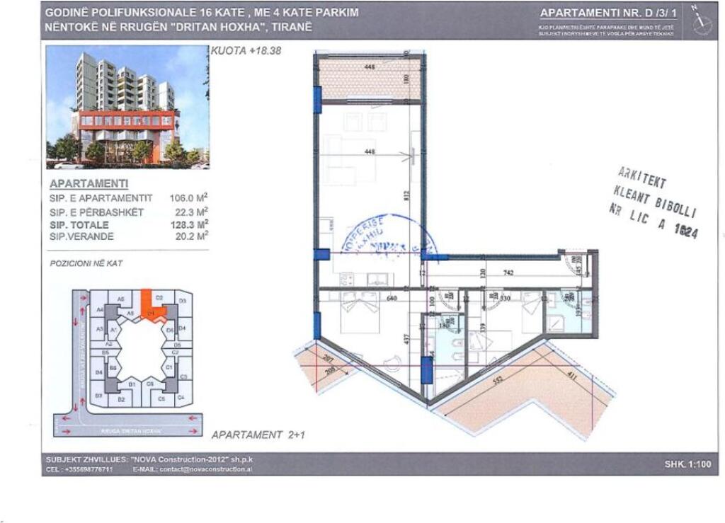 💥 OKAZION- APARTAMENT 2+1+2 + VERANDË PËR SHITJE – RRUGA DRITAN HOXHA!