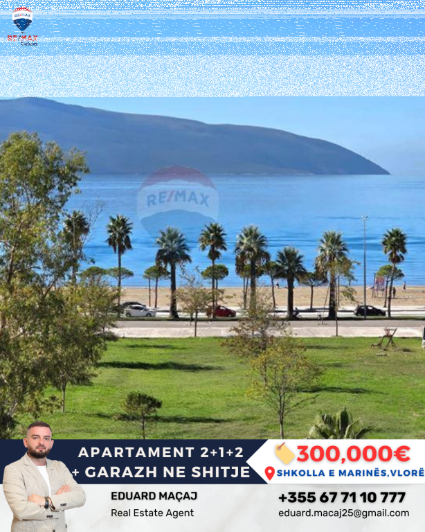 Apartament 2+1+2 + Garazh për Shitje – Tek Shkolla e Marinës, Vlorë