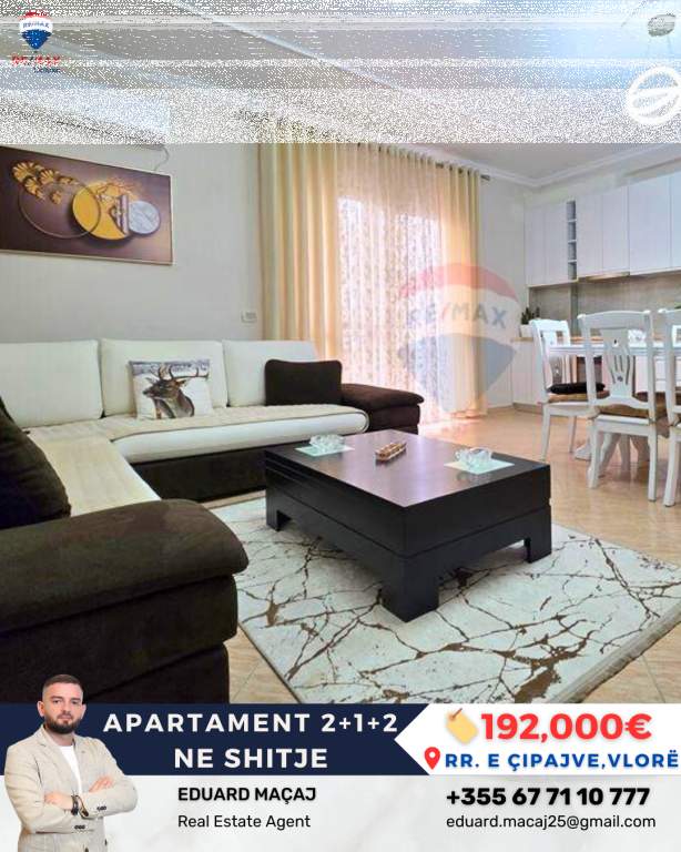🏢 Apartment 2+1+2 for Sale – Çipajve Street, Vlora