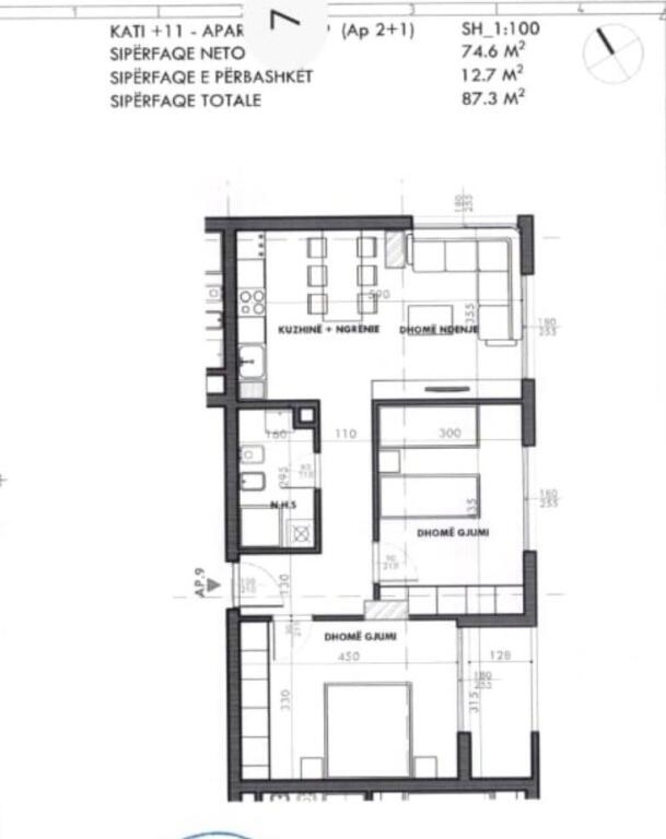 Apartment 2+1 for sale at a super price in Fusha e Aviacionit