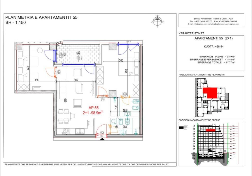 Shitet apartament 2+1+2 Tualete tek Mara Residence, Don bosko!