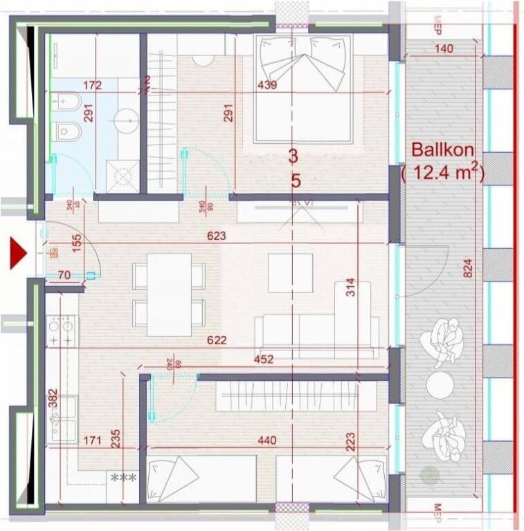 Appartamento In Vendita 2+1 a Zogu i zi (ID B120772) Tirana