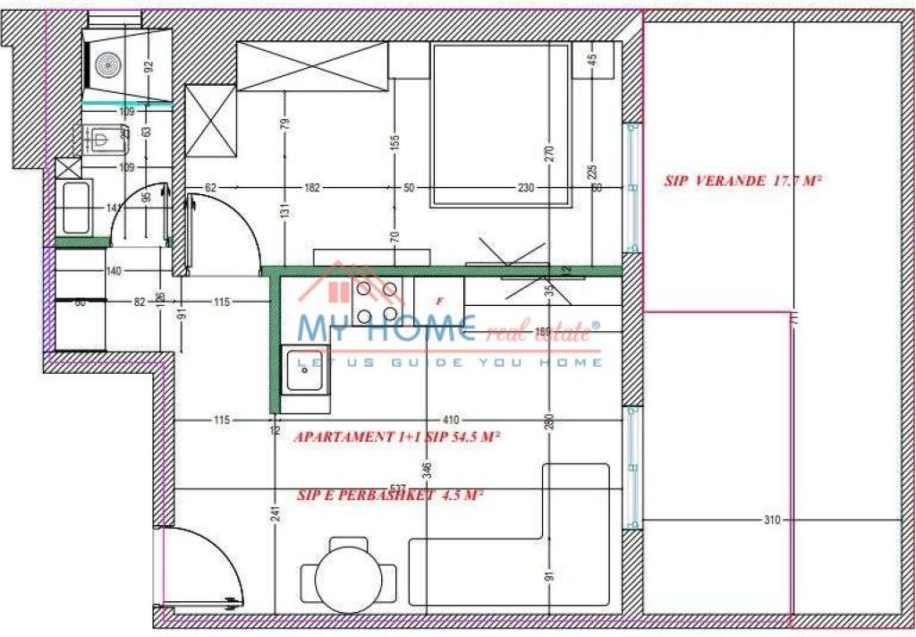 Apartament 1+1 ne shitje tek Komuna e Parisit