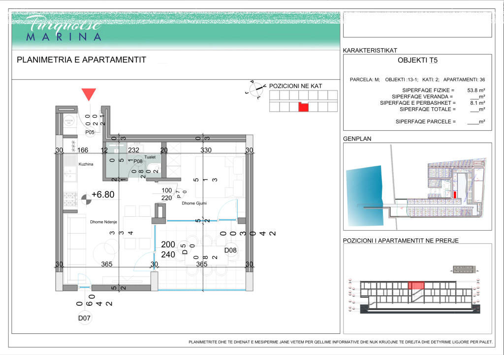 Shitet Apartament 1+1 Turquoise Marina.