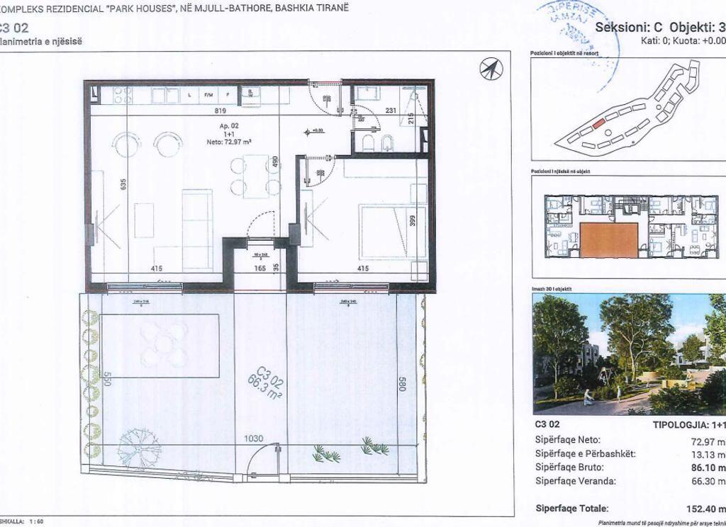 Apartament 1+1+ Verande ne Shitje, Mjull Bathore Cmim Okazion