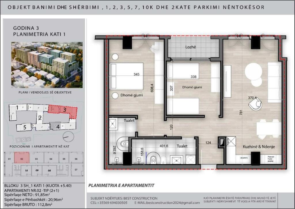 Apartament 2+1+2 ne Shitje Porcelan