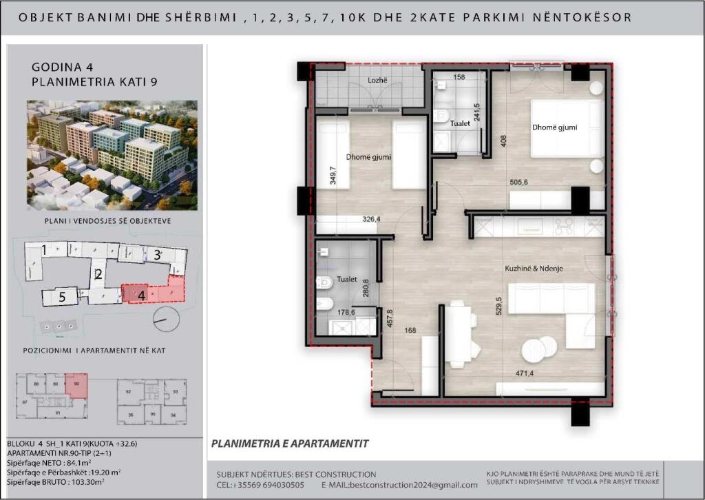 Apartament 2+1+2 ne Shitje Porcelan  Cmimi I Diskutueshem