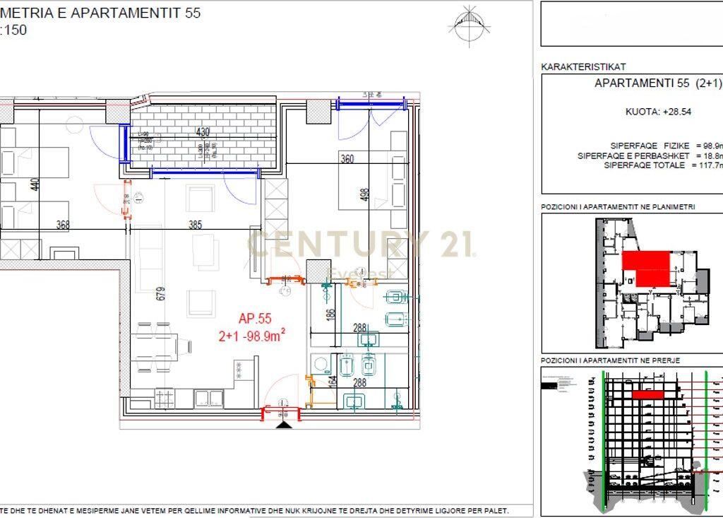 Shitet apartament 2+1+2 në zonën Don Bosko,
