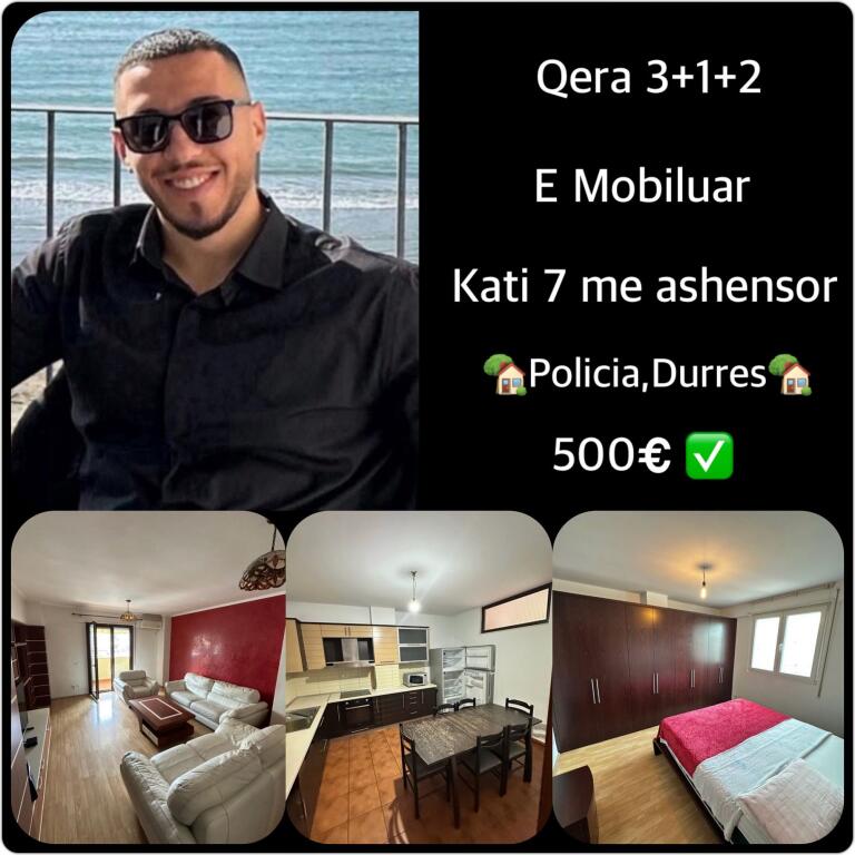 🏡 APARTAMENT ME QERA  • 3+1+2 me 2 ballkone ☎️  💰 Çmimi: 500€ neto