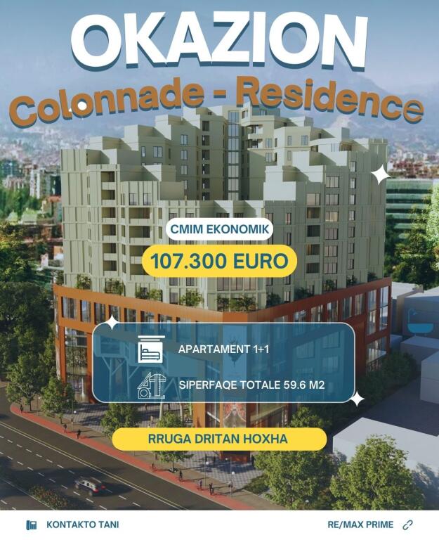 Shitet apartament 1+1 Colonnade Residence