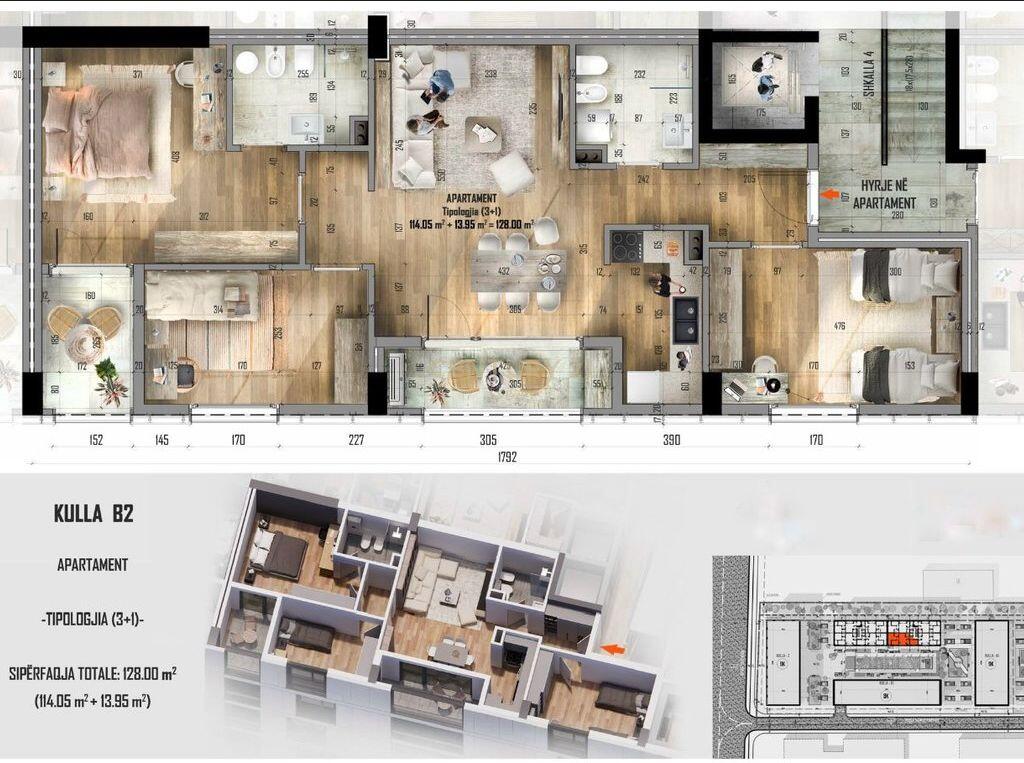 Shesim Apartament 3+1+2 • Akses Tirana Ish-Dogana