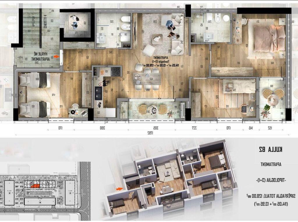 Shesim Apartament 3+1+2 •Komplksi Akses Tirana, Ish-Dogana 172,800 €